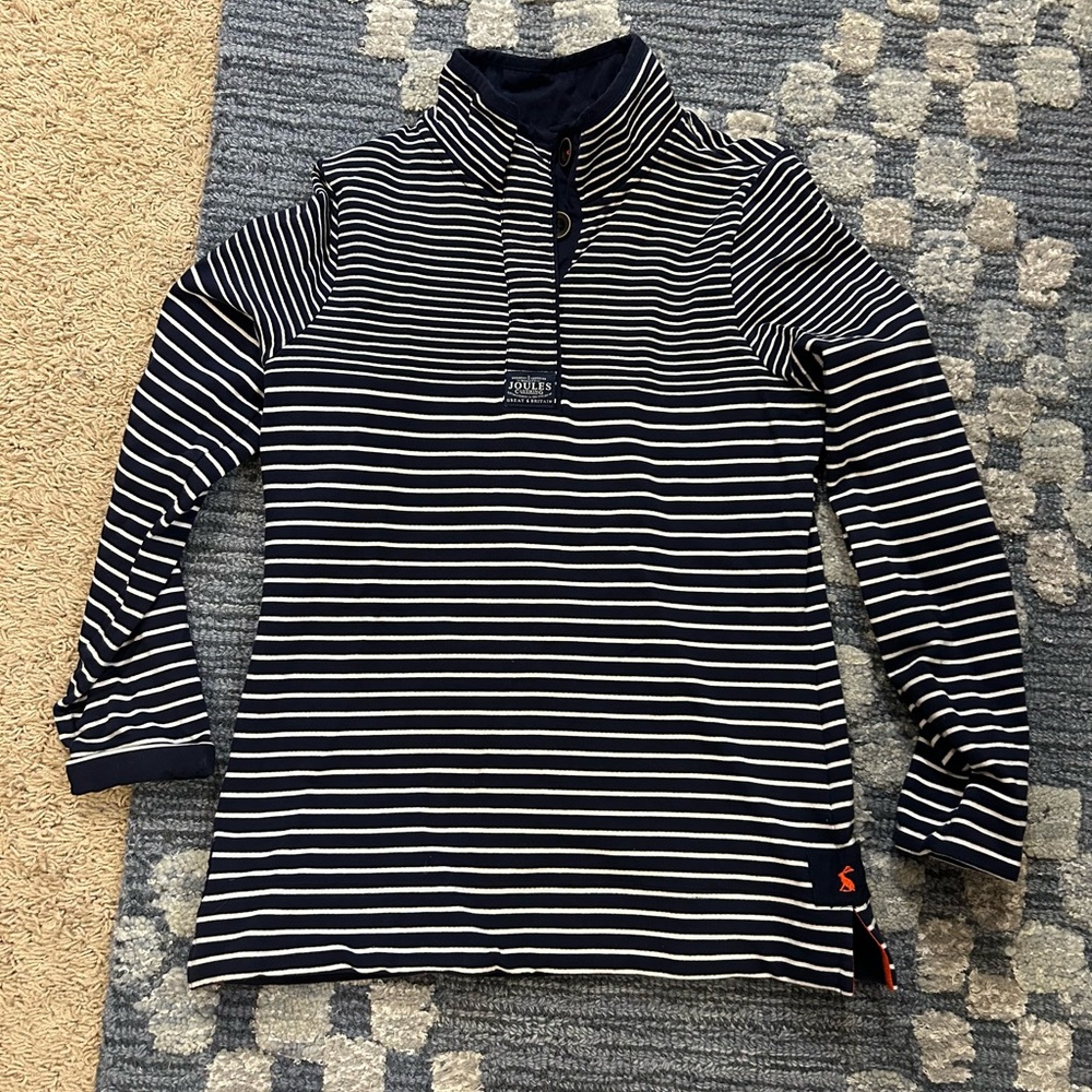 Navy and white stripped 3/4 button down